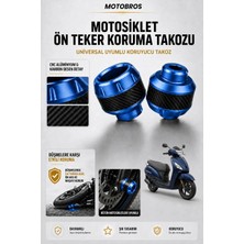 Motobros Motosiklet Aks Koruma Takozu Tvs Jupiter Uyumlu Motosiklet Ön Teker Takozu - Mavi Renk - 2 Adet