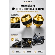 Motobros Motosiklet Aks Koruma Takozu Honda Pcx Uyumlu Motosiklet Ön Teker Takozu - Sarı Renk - 2 Adet
