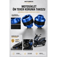Motobros Motosiklet Aks Koruma Takozu Honda Pcx Uyumlu Motosiklet Ön Teker Takozu - Mavi Renk - 2 Adet