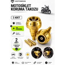 Motobros Motosiklet Koruma Takozu Bajaj Pulsar NS200 Uyumlu Motor Takozu Egsoz Koruma Takozu Gold 2’li Set Universal Grenaj Koruma Takozu Montaj Vidalı