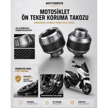 Motobros Motosiklet Aks Koruma Takozu Yamaha Nmax Uyumlu Motosiklet Ön Teker Takozu - Gri Renk - 2 Adet