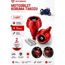 Motobros Motosiklet Koruma Takozu Yamaha R25 Uyumlu Motor Takozu Egsoz Koruma Takozu Kırmızı 2’li Set Universal Grenaj Koruma Takozu Montaj Vidalı