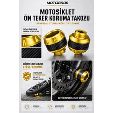 Motobros Motosiklet Aks Koruma Takozu Üniversal Motosiklet Ön Teker Takozu - Sarı Renk - 2 Adet