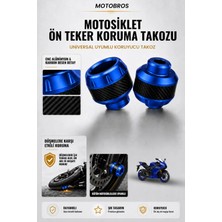 Motobros Motosiklet Aks Koruma Takozu Yamaha R25 Uyumlu Motosiklet Ön Teker Takozu - Mavi Renk - 2 Adet