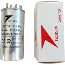 Techsun CBB65 35+1.5 Uf 450VAC Klima Kondansatörü (Kapasitör)-Alüminyum Gövde