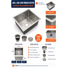 Compact 40X50 cm Inox Mutfak Evyesi – SUS304 Paslanmaz Çelik | 1 mm Kalınlık | 20 cm Derin Hazne