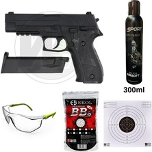We MK25 Raıl Siyah Airsoft Greengas, Bb ve Koruyucu Gözlük,hedef Kağıdı Hediyeli