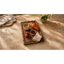 Famwood Art Dikdörtgen Papatya Doğal Ahşap Peynir ve Sunum Tabağı, Kahvelik, Yağdanlık, Pasta ve Kek Standı %100 Çam