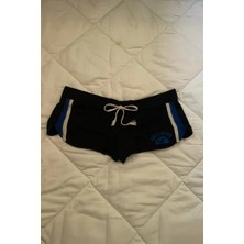 Balina Siyah Hollister Lacivert Yan Şeritli Y2K Mini Spor Şort