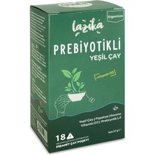 Lazika Prebiyotik Yeşil Çay - 18 Adet Non-GMO PLA Piramit Poşet (27 g), Bitkisel Prebiyotik Lif
