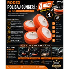 ( 4 Adet ) Rodex Pasta Cila Polisaj Süngeri Otomotiv Parlatıcı  Sünger 150 mm ( Matkap ve Avuç Taşlamalara Uyumludur )