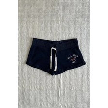 Balina Lacivert Hollister Nakış Logolu Mini Sweat Şort