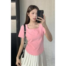 Balina Pembe Basic Kısa Kollu Crop