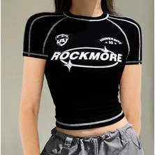 Balina Siyah Rockmore University 32 Kısa Kollu Crop