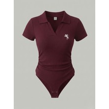 Balina Bordo Polo Yaka Fitilli Likralı Premium Zıbın