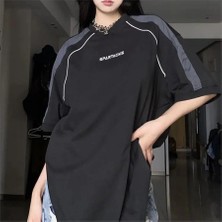 Balina Siyah Spartacks Retro Şeritli (Unisex) T-Shirt