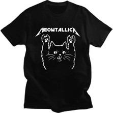Balina Siyah Meowtallica (Unisex) Kısa Kollu T-Shirt