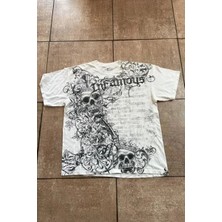 Balina Beyaz Infamous Crown Skull Gotik Y2K Unisex T-Shirt