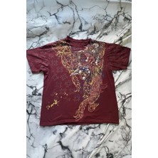 Balina Bordo Angel Motifli Vintage Y2K Unisex T-Shirt