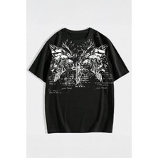 Balina Siyah Gotik Cross Eagle Y2K Unisex T-Shirt