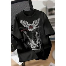 Balina Siyah Rock&roll Guitar Unisex T-Shirt