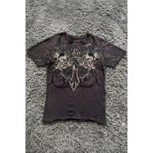 Balina Antrasit Affliction Double Skull Cross Y2K Unisex T-Shirt
