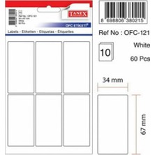 Tanex OFC-119 Beyaz Ofis Etiketi 10 Lu Paket