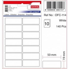 Tanex OFC-114 Beyaz Ofis Etiketi 19X50 10 Sayfa