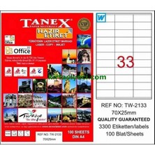 Tanex TW-2133 70X25 mm Lazer Etiketi