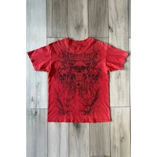 Balina Kırmızı Miami Ink Vintage Skull Gotik Y2K Unisex T-Shirt