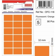 Tanex OFC-116 Flo Turuncu Ofis Etiketi 5li Paket