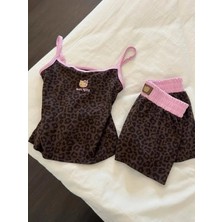 Balina Leopar Kiss Kahverengi Hello Kitty Alt Üst Takım