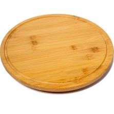 Deconore Natura Döner Tablalı Bambu Sunum Tahtası (Çap: 31 Cm)