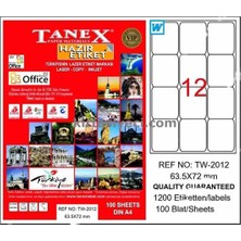 Tanex TW-2012 63,5X72 mm Lazer Etiket
