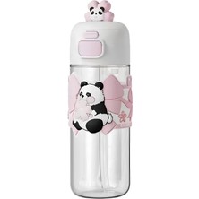 Diller 600ML Yeni Koleksiyon Sevimli Hayvanlar Süslü Pipetli/pipetsiz El Askılı Tritan Çocuk Matarası