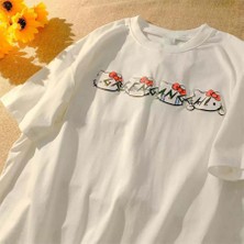 Balina Hello Kitty Sick Emoji Beyaz (Unisex) T-Shirt
