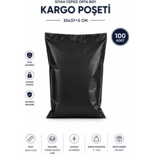 Aesco Siyah Cepsiz Orta Boy Kargo Poşeti 30X37+5 cm 100 Adet
