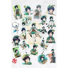 Zipzap Venti Genshin Impact Anime Gacha Yapışkanlı Folyo Sticker Paketi (20 Adet)