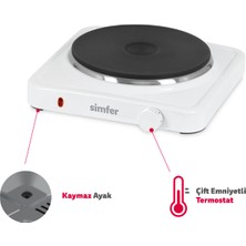 Simfer Hp1500w Beyaz Hot Plate Tek Gözü Elektrikli Ocak (Çift Emniyetli Termostat , 1500W Krom Çember)