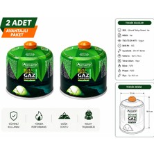 Orcamp KTS-450 Gaz Kartuşu 2'li Set %30 Propan %70 Butan Gazı ile Uzun Yanma Süresi