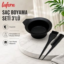 Lufern Uzun Ömürlü 3'lü Saç Boyama Seti Tarak Fırça Kase Plastik Renklendirme Kuaför Oksidan Karışım