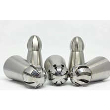 Ynt İthalat 5'li Profesyonel Rus Top Duy Ucu Seti - 5.9 cm Büyük Boy Paslanmaz Çelik Krema Sıkma ve Fırfır Uçları