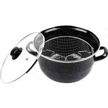 Royaleks Group Emaye Kızartma Tenceresi Siyah Kırçıllı 24 cm ROYALEKS-69115