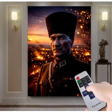 Emya Home LED Işıklı Uzaktan Kumandalı Atatürk Kanvas Tablo