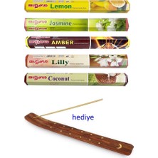 Royaleks Group 5 Paket 20 Çubuklu Tütsü Lemon - Amber - Lilly- Jasmine - Coconut - Kayık Hediyeli