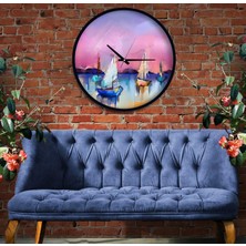 Emya Home Yelkenliler 70 cm El Yapımı Ahşap Duvar Saati