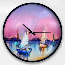 Emya Home Yelkenliler 60 cm El Yapımı Ahşap Duvar Saati