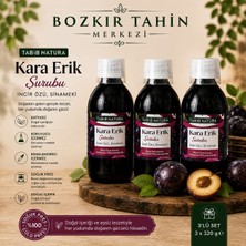 Tabib Natura Bozkır Tahin Merkezi Kara Erik Şurubu Incir Özü ve Sinameki Içerikli Şurub 320 Gr- 3 Adet (Vegan&koruyucu Içermez)
