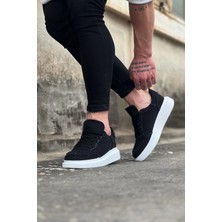 Mevese Oxed Erkek Günlük Bağcıklı Kot Kumaş Spor Sneaker Ayakkabı - Siyah