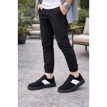 Mevese Lunex Erkek Bağcıklı Süet Günlük Spor Sneaker Ayakkabı - Siyah - Beyaz